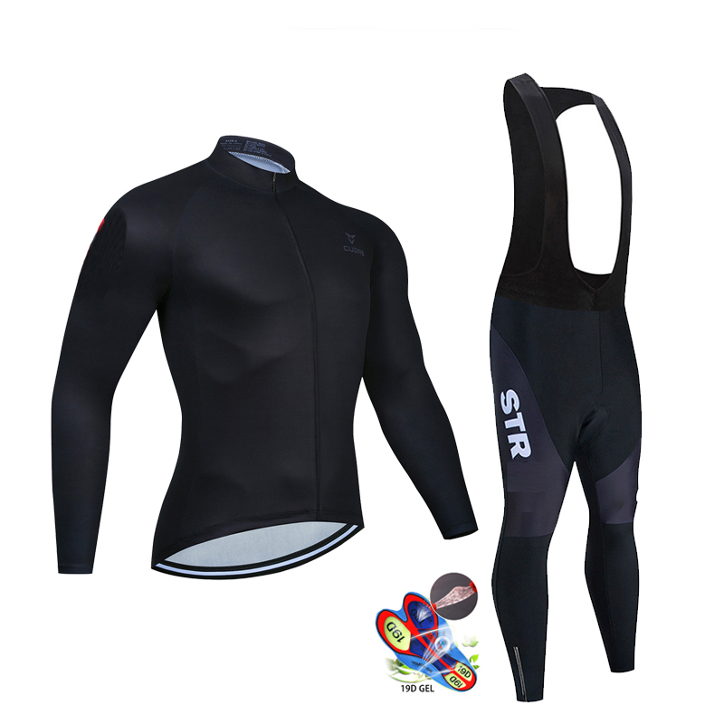 Mountain Biking Trousers - Autumn Black Cycling Jersey Set Long